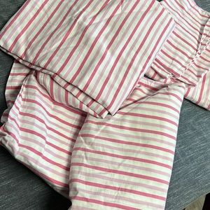 Pink striped full sheet set